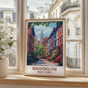 Brooklyn Brownstones Poster — NYC Empire State Street Print