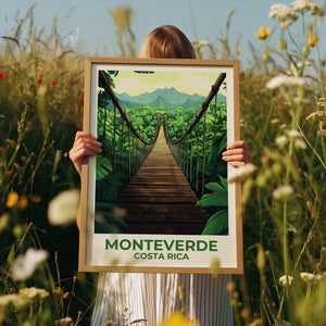 Monteverde Costa Rica Poster – Cloud Forest Bridge Print