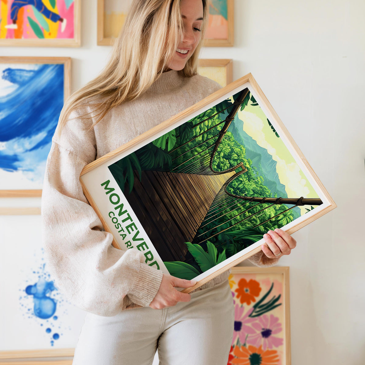 Monteverde Costa Rica Poster – Cloud Forest Bridge Print