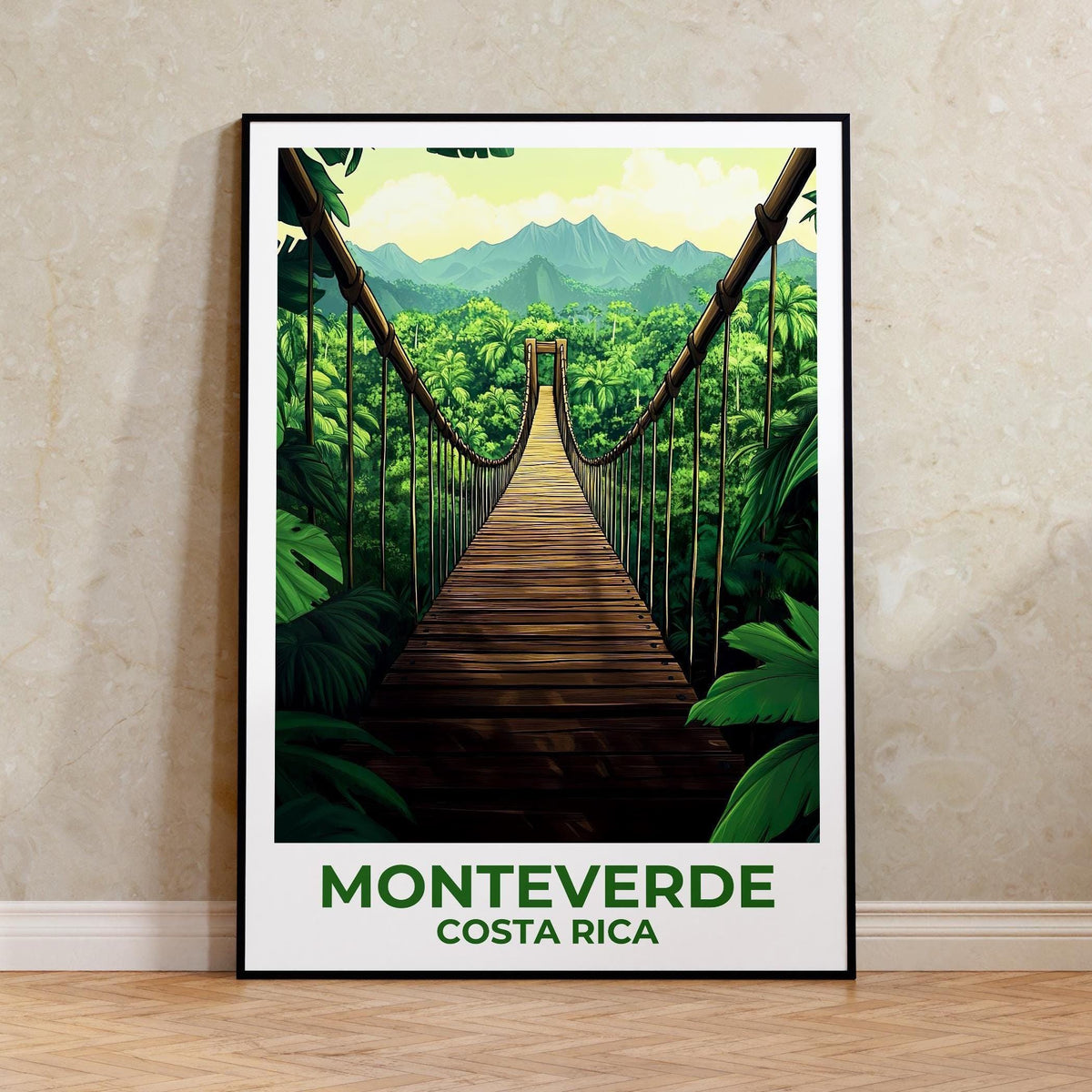Monteverde Costa Rica Poster – Cloud Forest Bridge Print