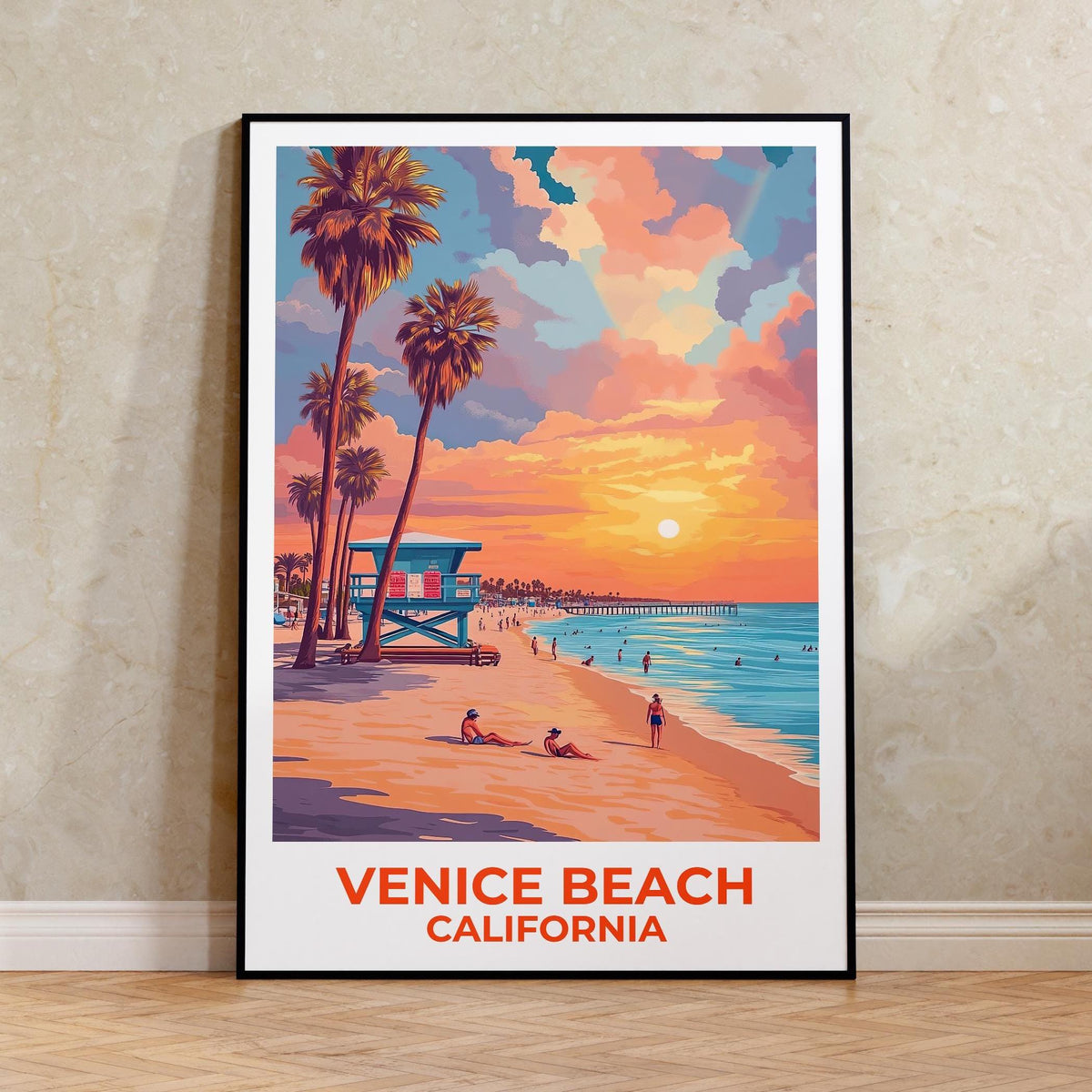 Venice Beach California Poster - Lifeguard Tower Sunset