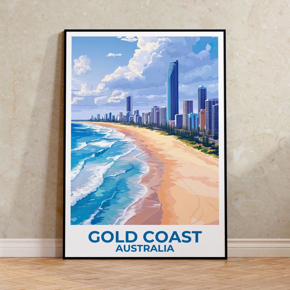 Gold Coast Australia Aerial Beach Skyline Poster