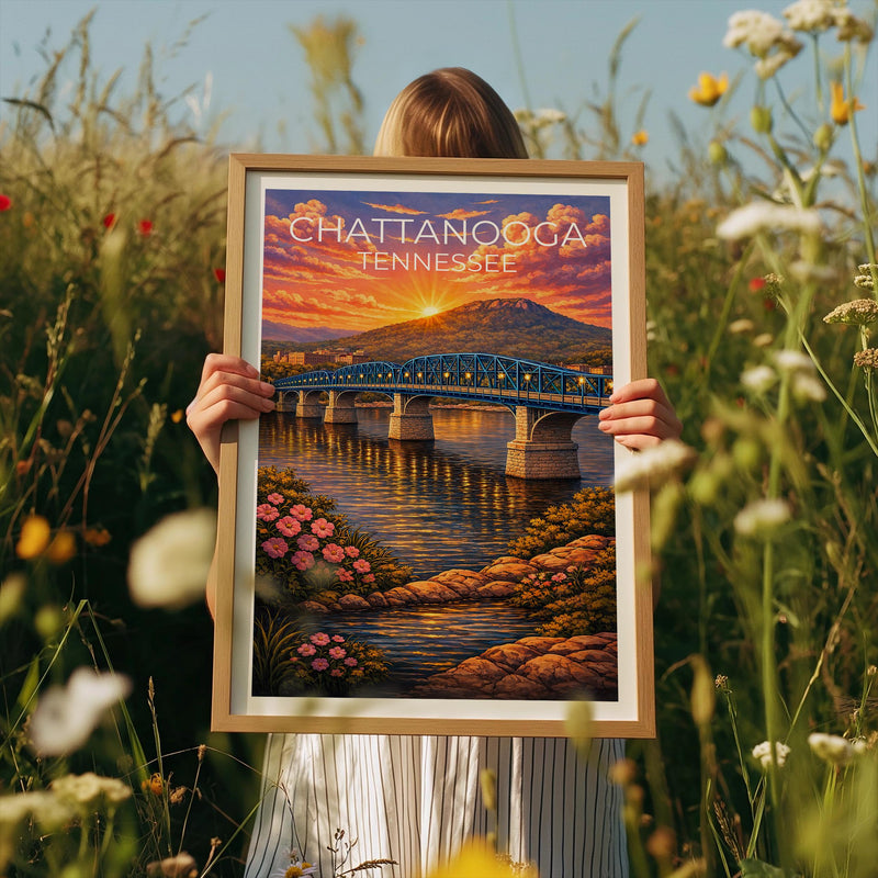 Chattanooga Tennessee Poster – Walnut Street Bridge Print
