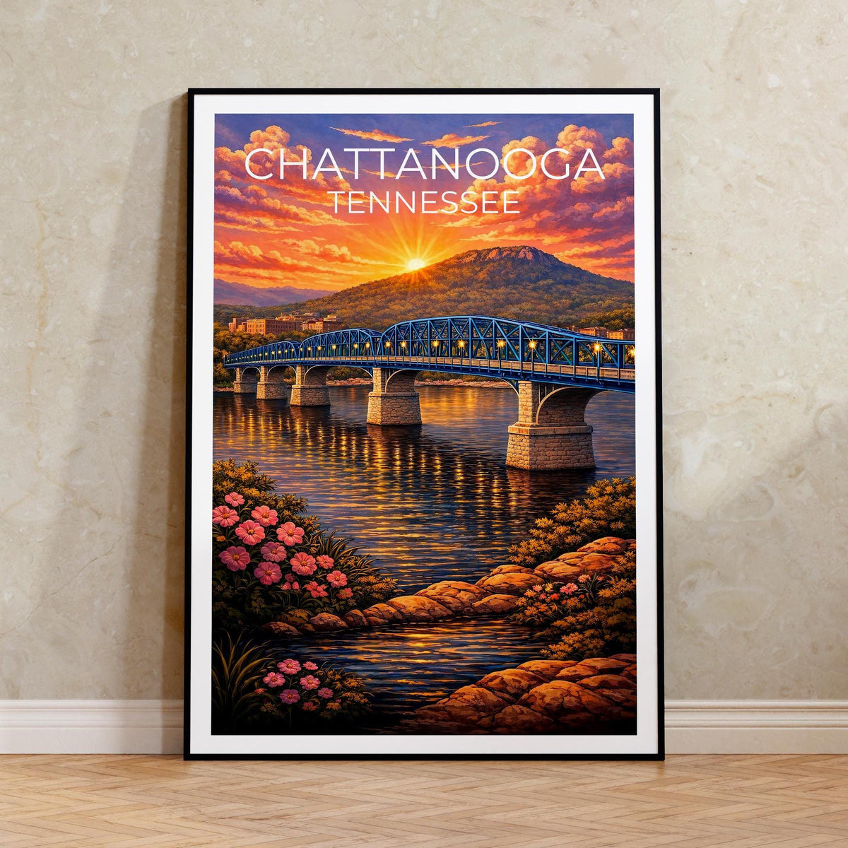 Chattanooga Tennessee Poster – Walnut Street Bridge Print