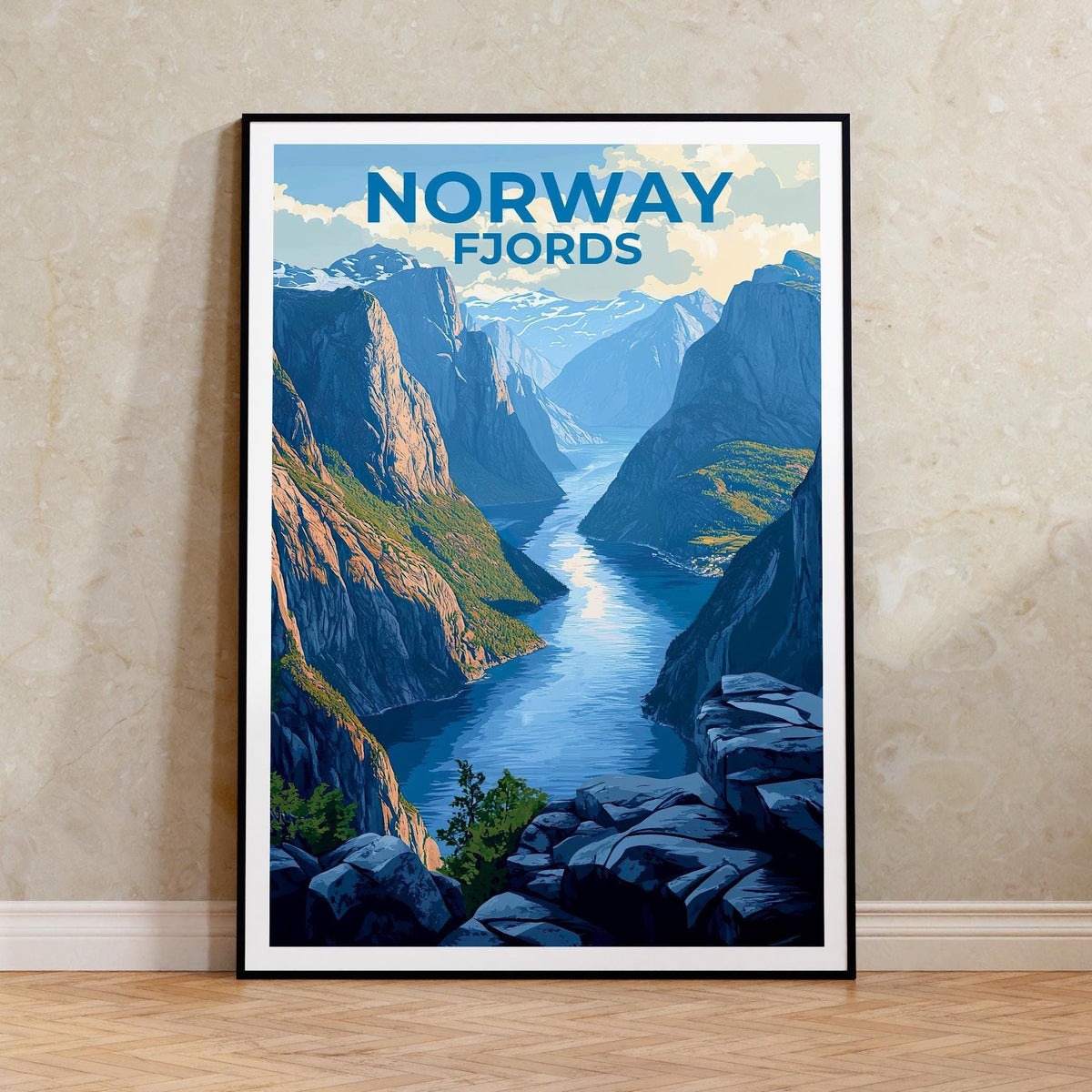 Norway Fjords Poster: Scandinavian Fjord Valley Print