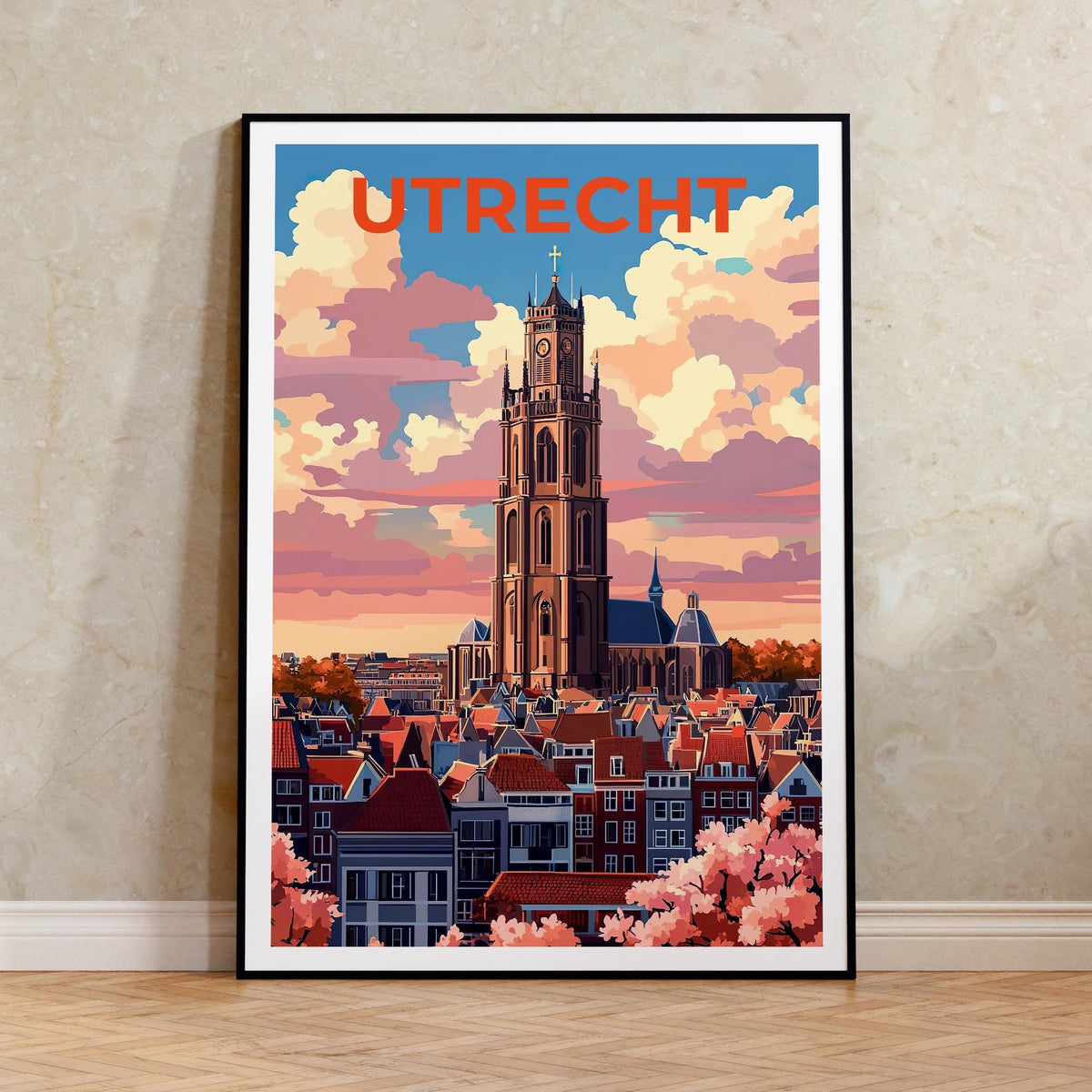 Utrecht Netherlands Poster – Dom Tower Skyline Art Print