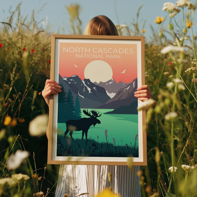 North Cascades Moose Lake Sunset Print - Washington Art