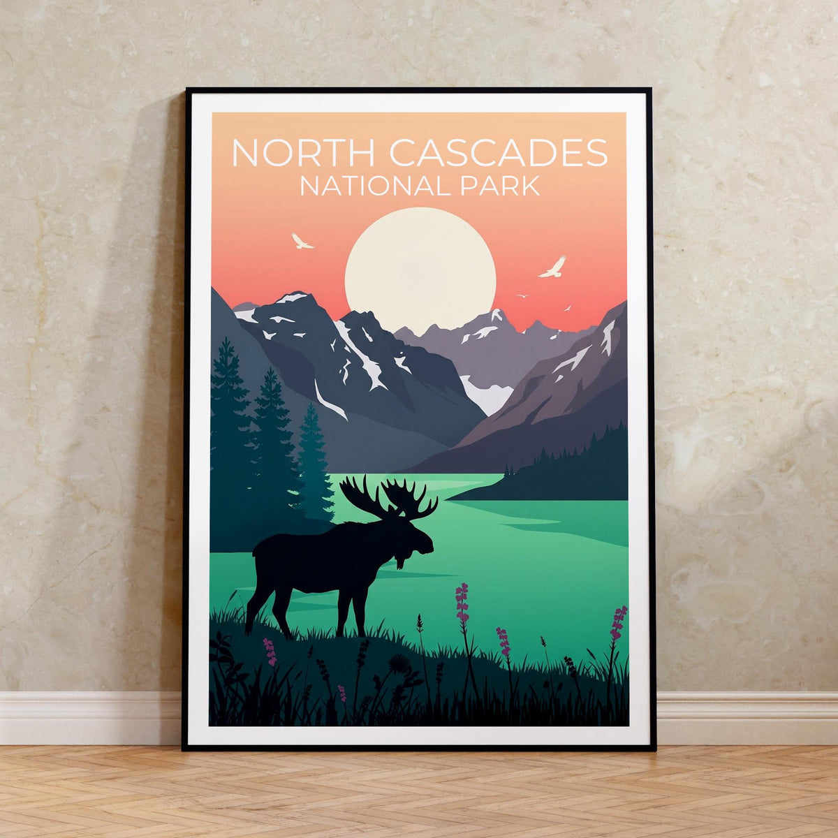 North Cascades Moose Lake Sunset Print - Washington Art