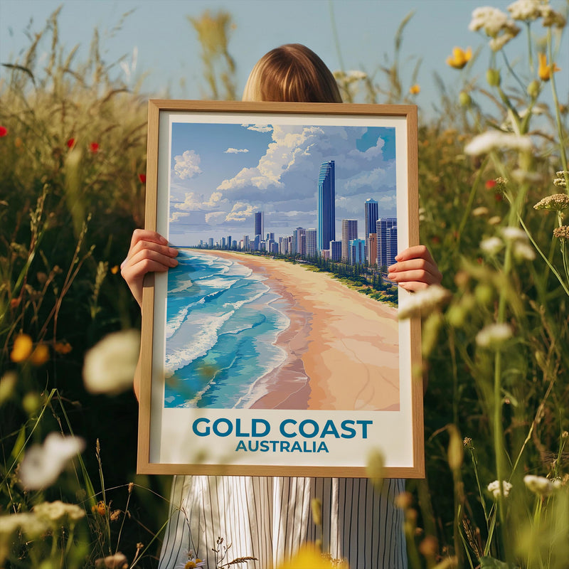 Gold Coast Australia Aerial Beach Skyline Poster