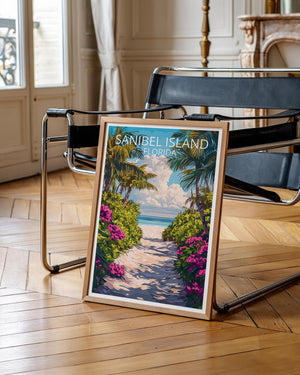 Sanibel Island Florida Poster – Palm-Lined Beach Path Print