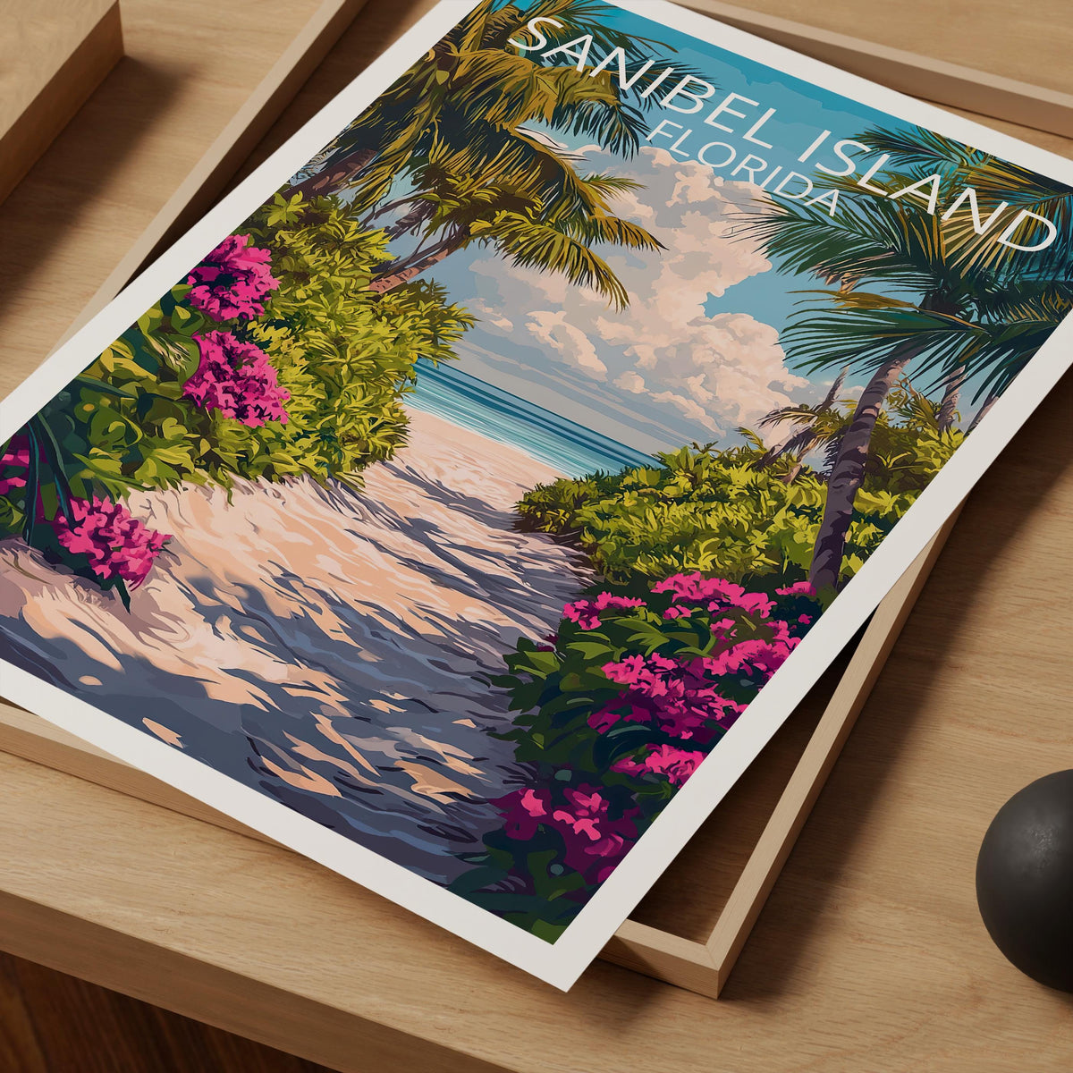 Sanibel Island Florida Poster – Palm-Lined Beach Path Print