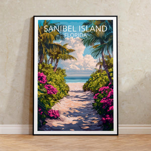 Sanibel Island Florida Poster – Palm-Lined Beach Path Print