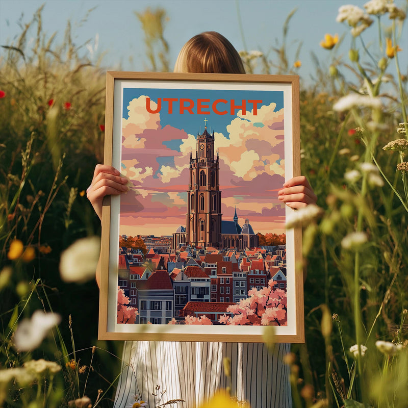Utrecht Netherlands Poster – Dom Tower Skyline Art Print