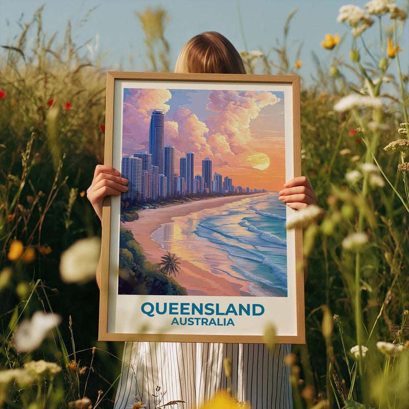 Queensland Australia Poster — Gold Coast Sunset Print