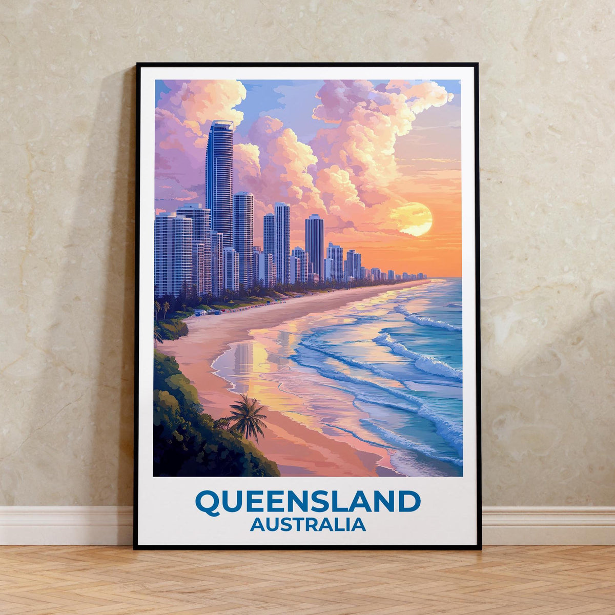 Queensland Australia Poster — Gold Coast Sunset Print