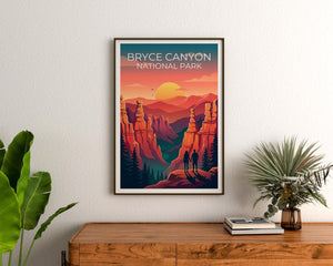 Bryce Canyon National Park Hoodoos Poster, Sunset Print