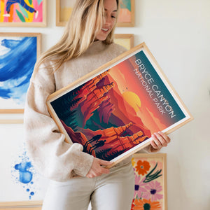 Bryce Canyon National Park Hoodoos Poster, Sunset Print