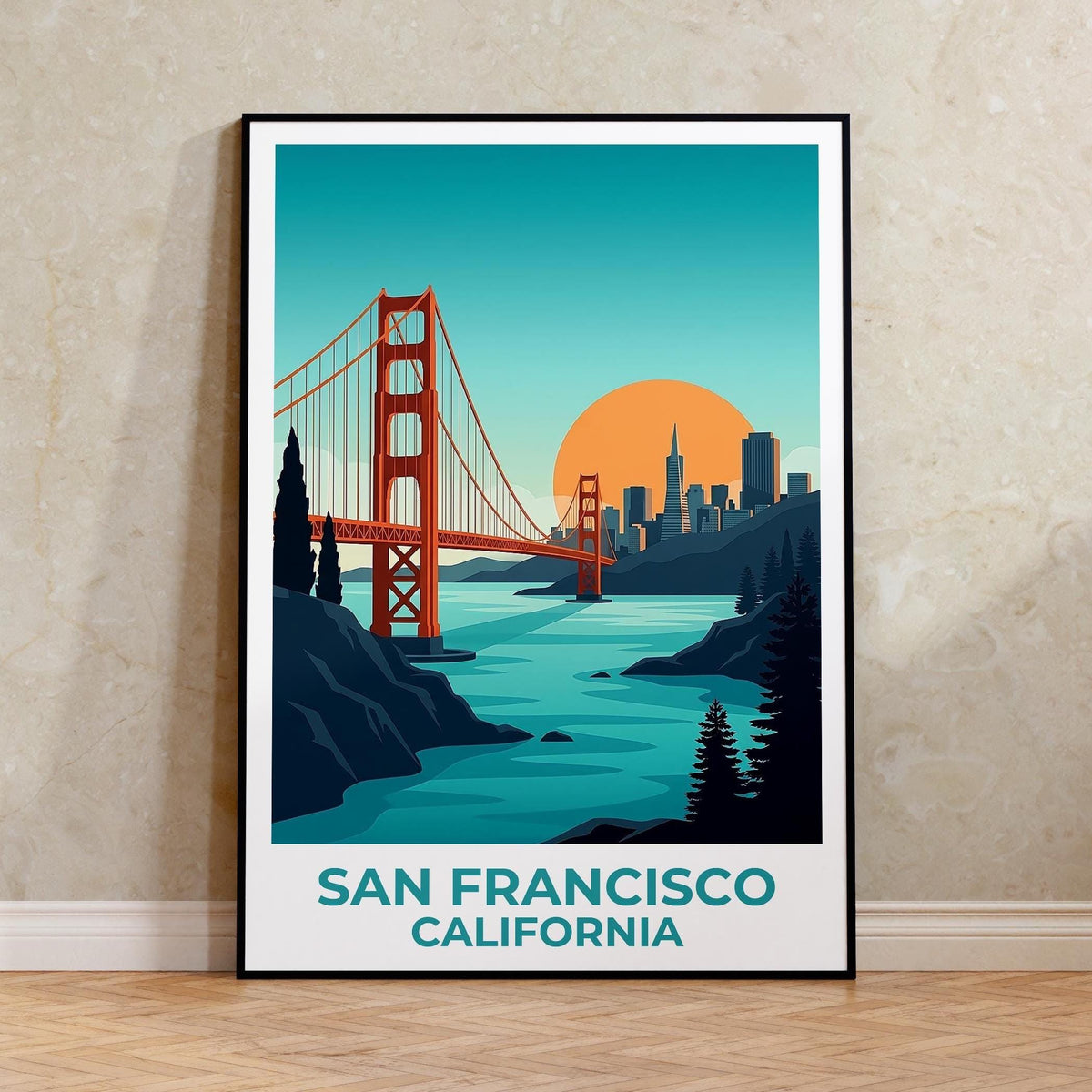 San Francisco Poster - Golden Gate Bridge Sunrise Art