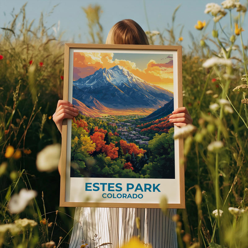 Estes Park Poster - Colorado Mountain Town in Autumn