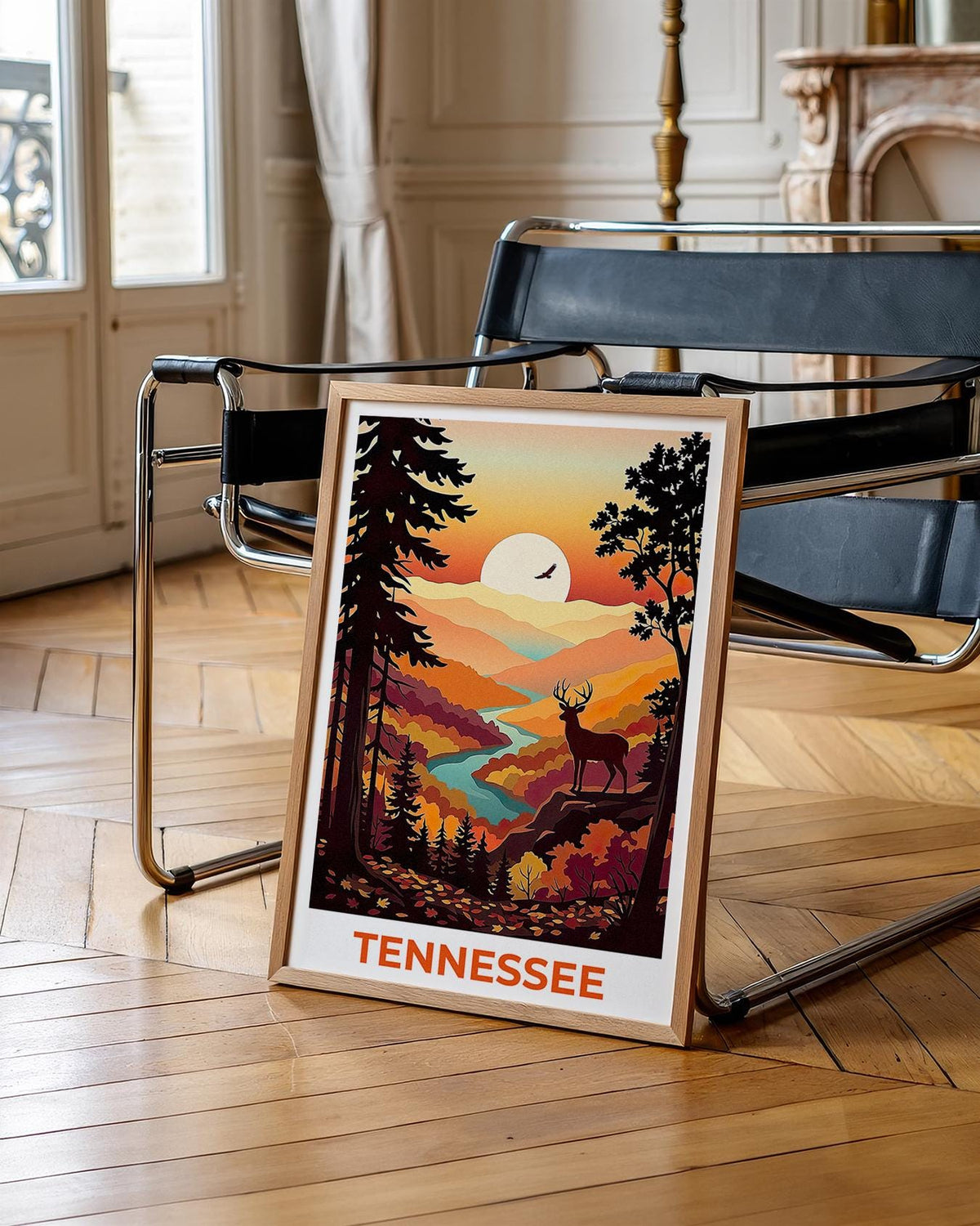 Tennessee Autumn Deer Sunset Print - Smoky Mountains Art