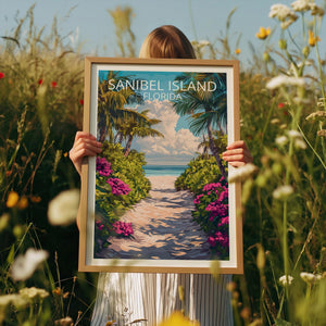 Sanibel Island Florida Poster – Palm-Lined Beach Path Print