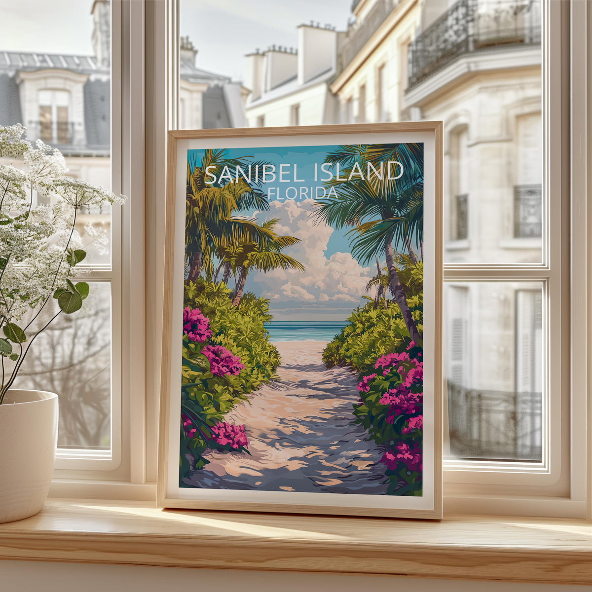 Sanibel Island Florida Poster – Palm-Lined Beach Path Print