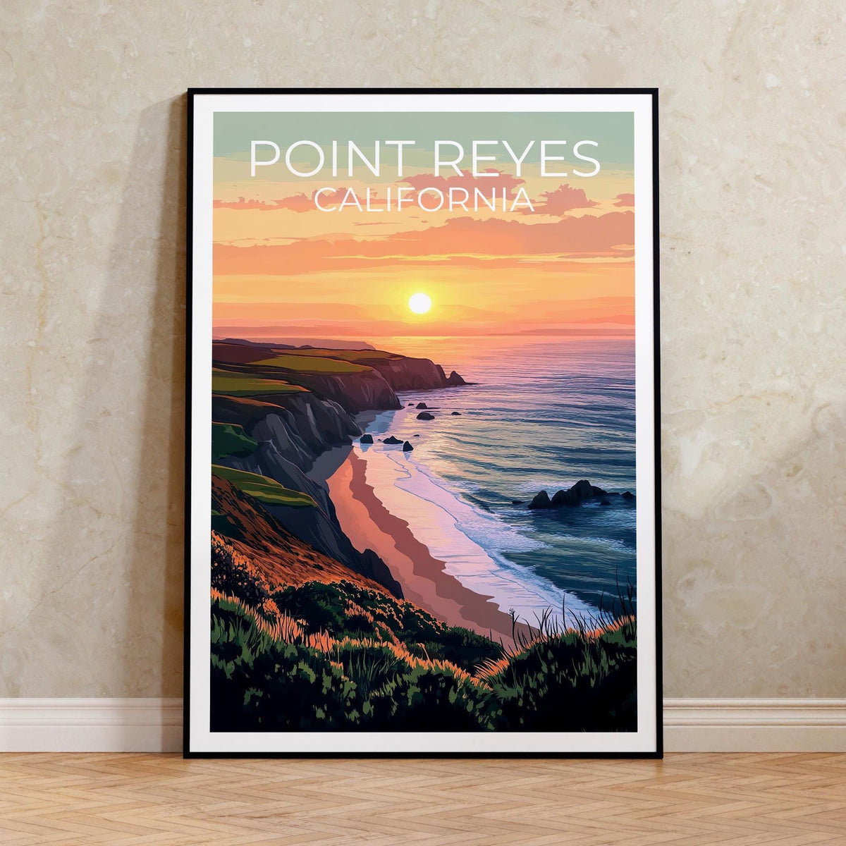 Point Reyes Poster — Sunset Cliffs & Beach in California