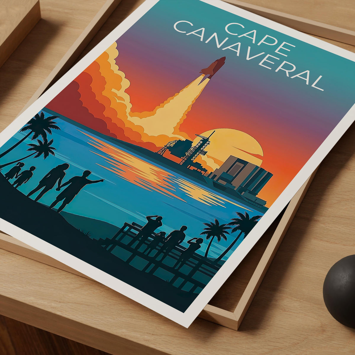 Cape Canaveral Poster Space Shuttle Launch Sunset Art
