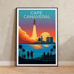 Cape Canaveral Poster Space Shuttle Launch Sunset Art