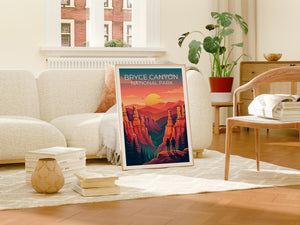 Bryce Canyon National Park Hoodoos Poster, Sunset Print