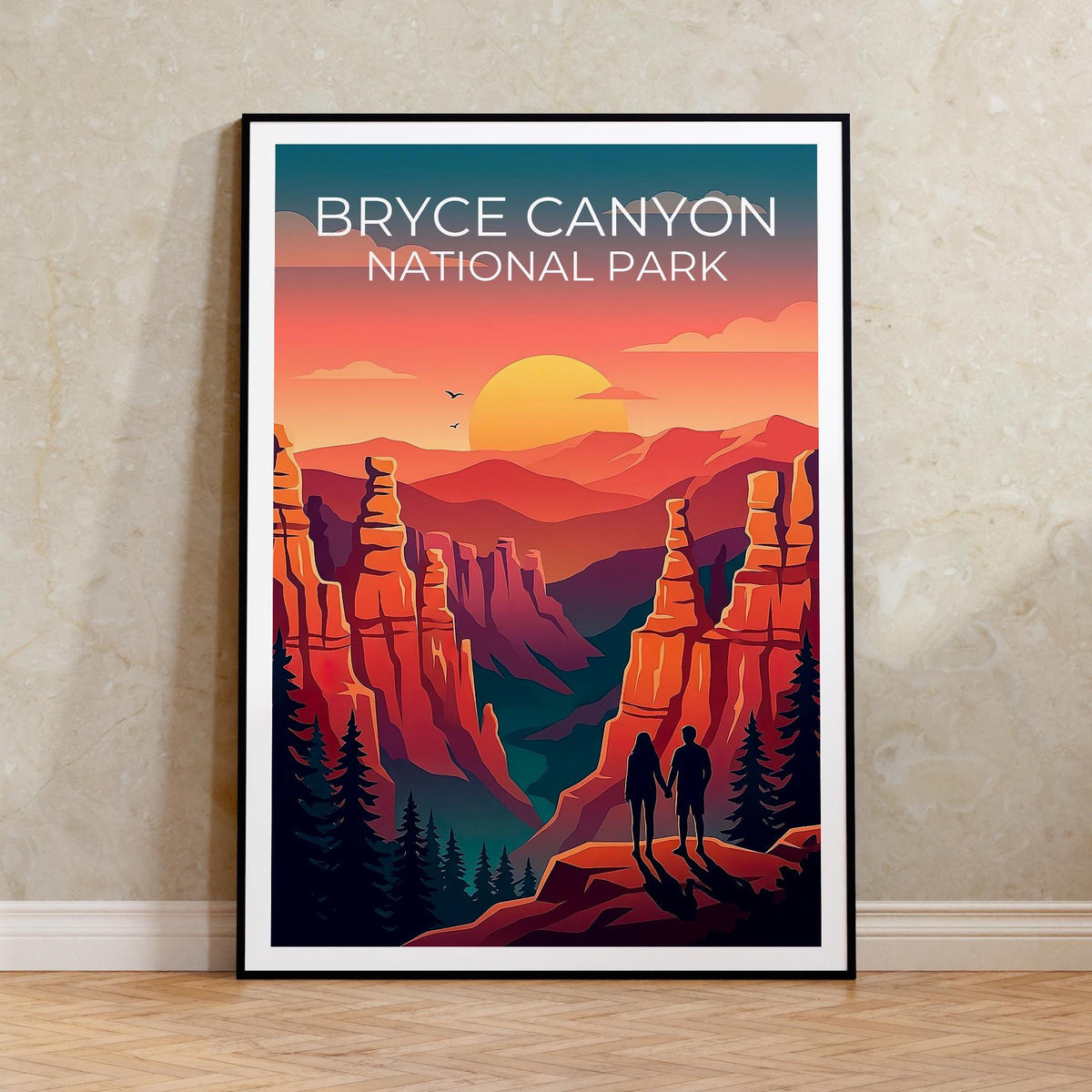 Bryce Canyon National Park Hoodoos Poster, Sunset Print