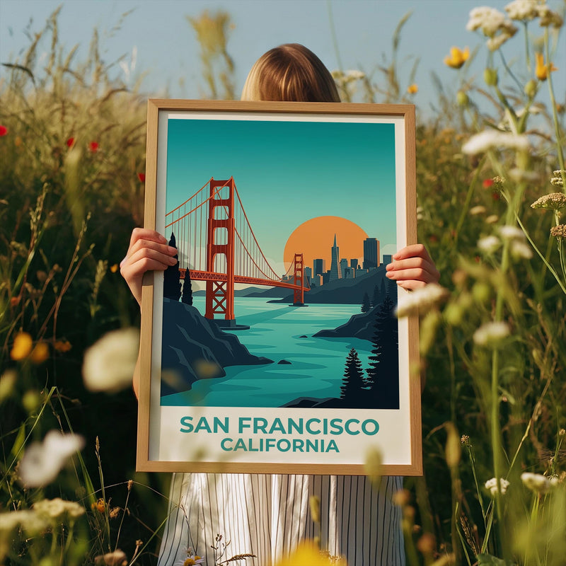 San Francisco Poster - Golden Gate Bridge Sunrise Art