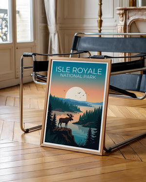 Isle Royale National Park Moose Sunset Lake Poster Print