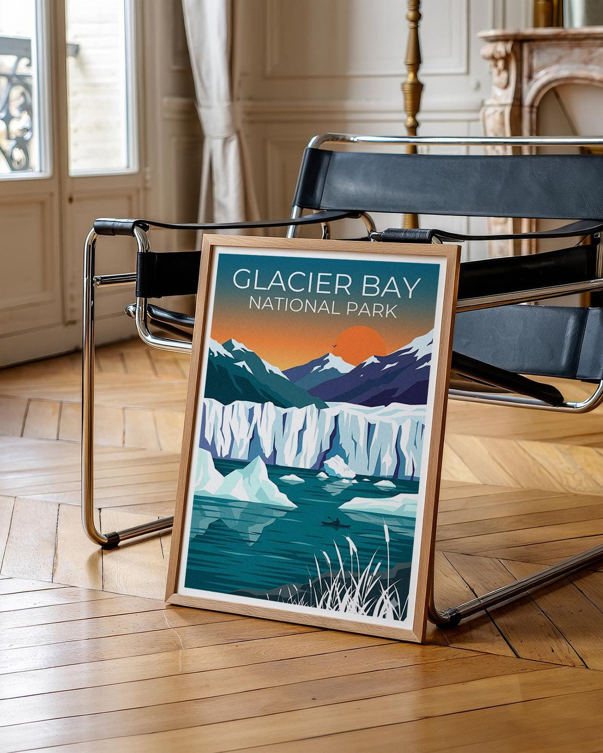 Glacier Bay National Park Poster — Kayaker & Iceberg Print