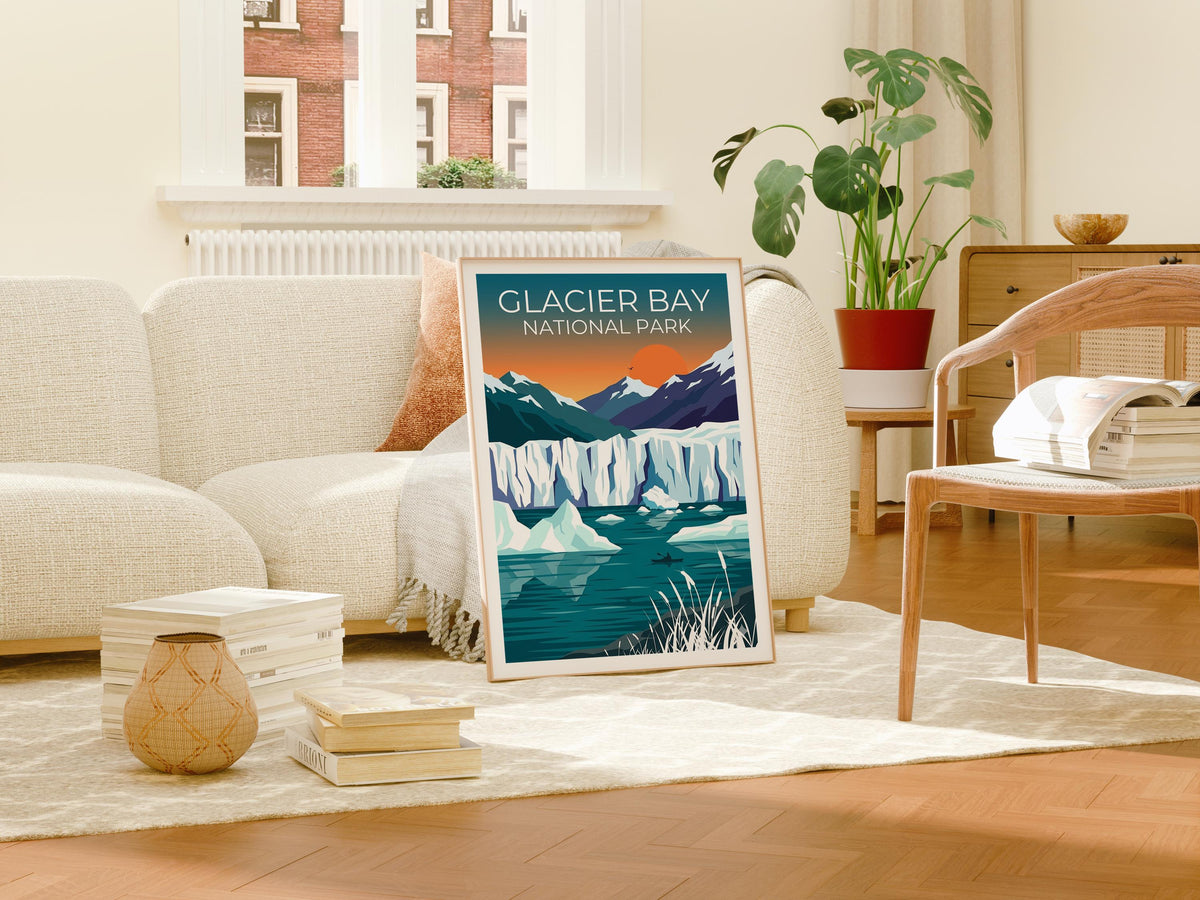 Glacier Bay National Park Poster — Kayaker & Iceberg Print