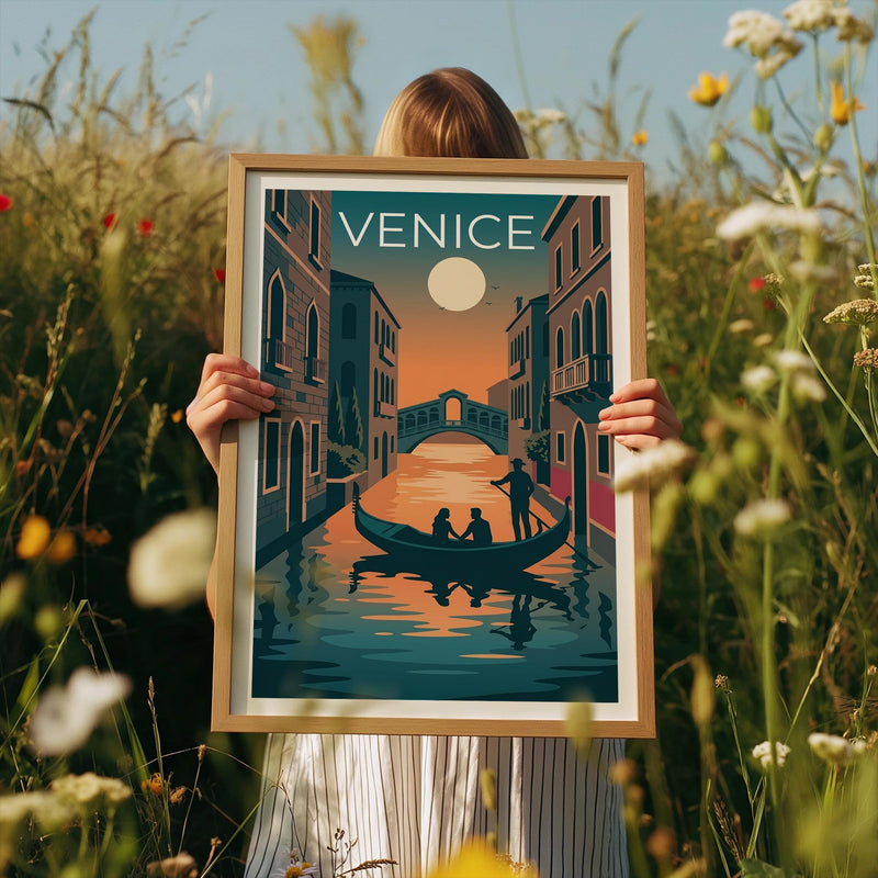 Venice Italy Poster — Sunset Gondola Ride Art Print