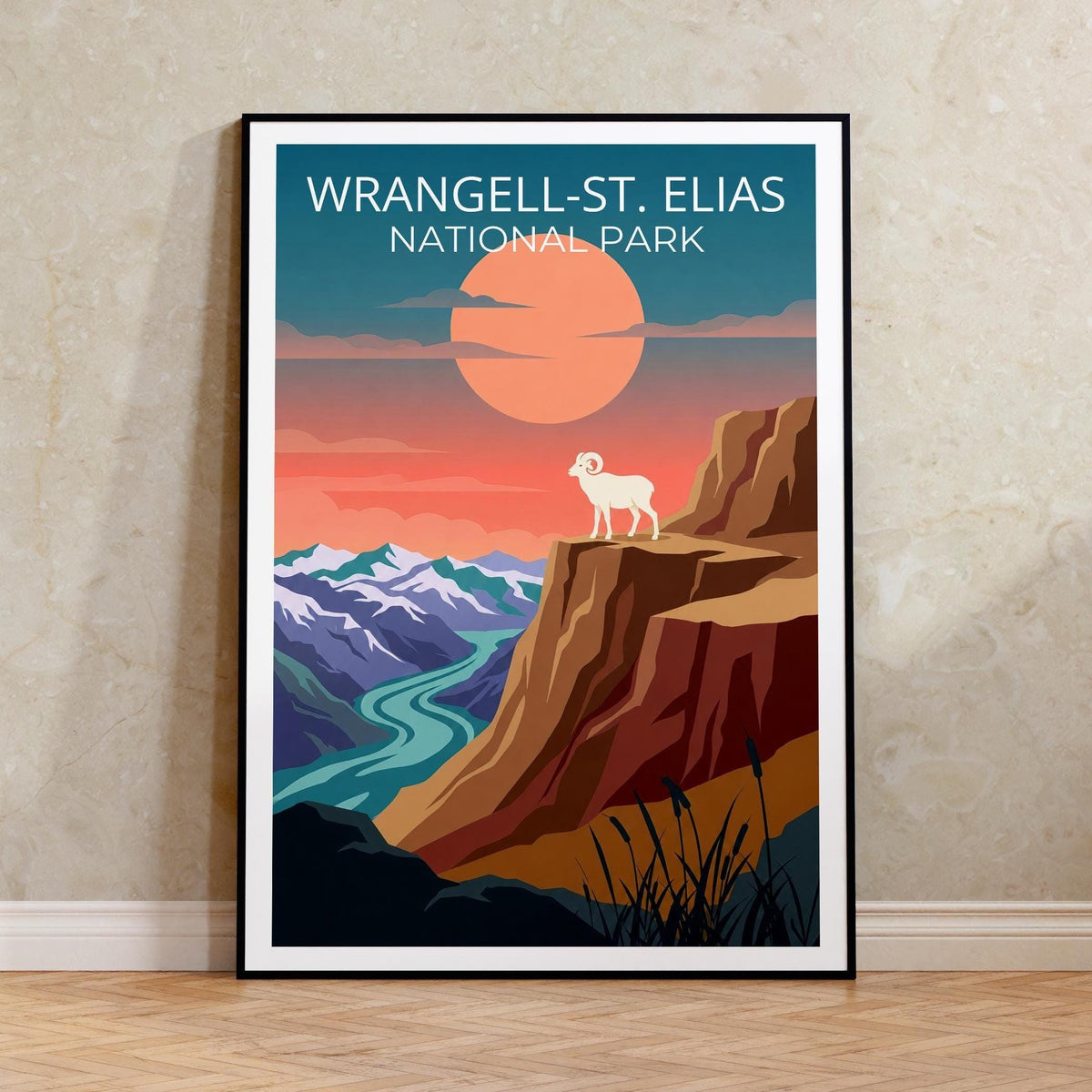 Wrangell-St. Elias Dall Sheep Cliff Sunset Poster