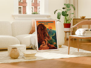 Angels Landing Poster — Hiker on Zion’s Chained Cliff Trail
