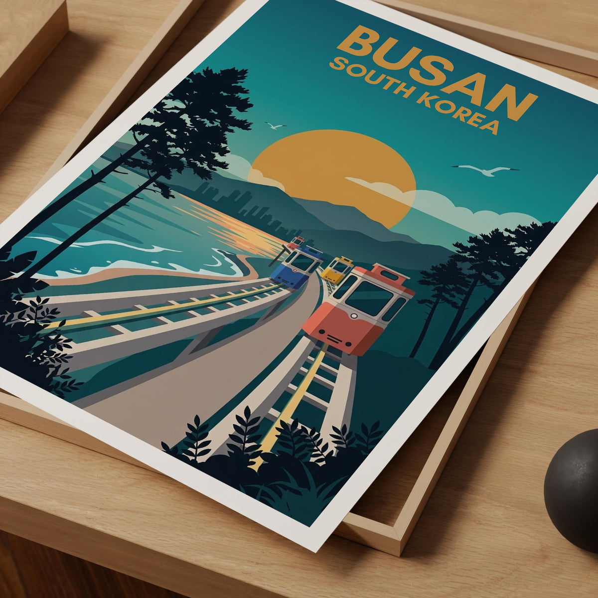 Busan South Korea Poster – Sky Capsule Coast Print