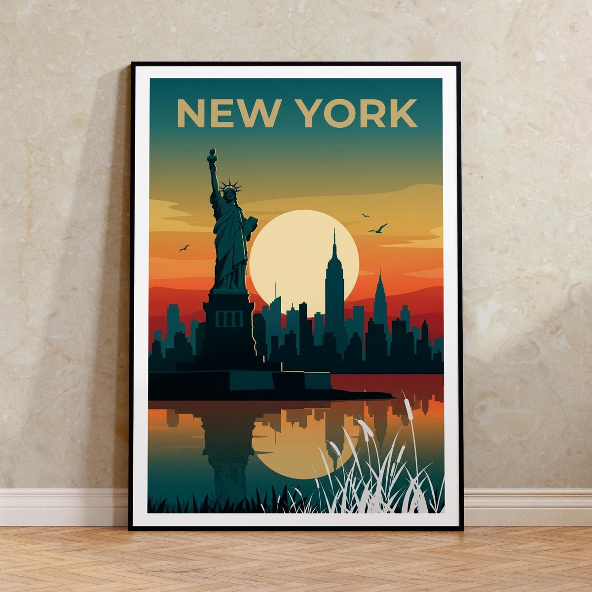 Statue of Liberty Print, New York City Skyline Poster Art