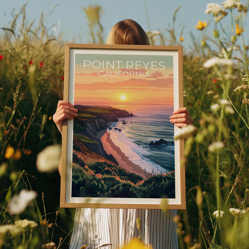 Point Reyes Poster — Sunset Cliffs & Beach in California