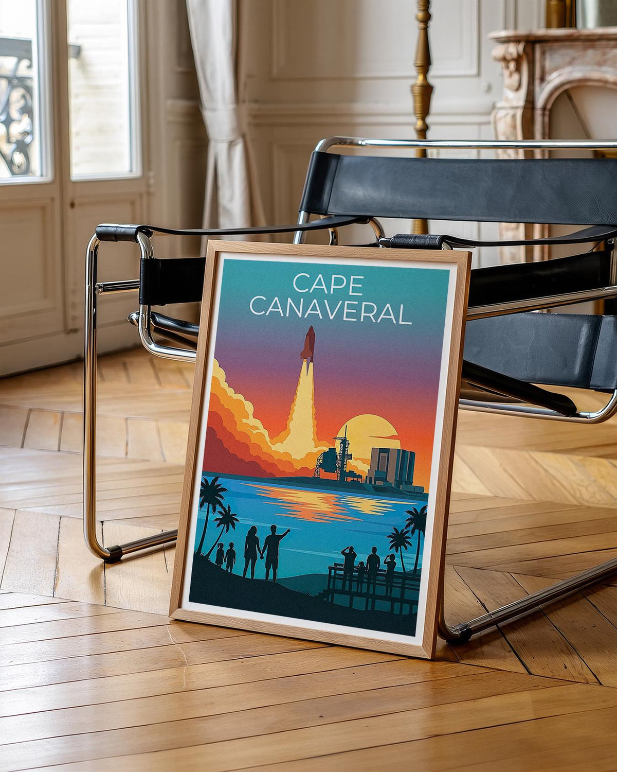 Cape Canaveral Poster Space Shuttle Launch Sunset Art