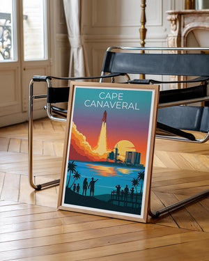 Cape Canaveral Poster Space Shuttle Launch Sunset Art