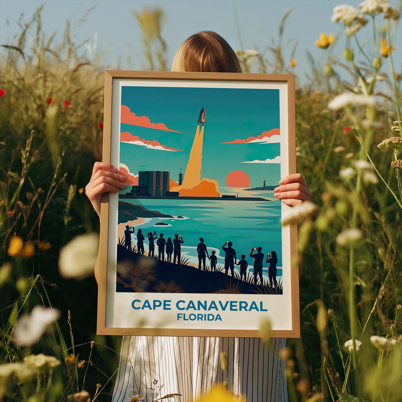Cape Canaveral Florida Shuttle Launch Poster, Space Print