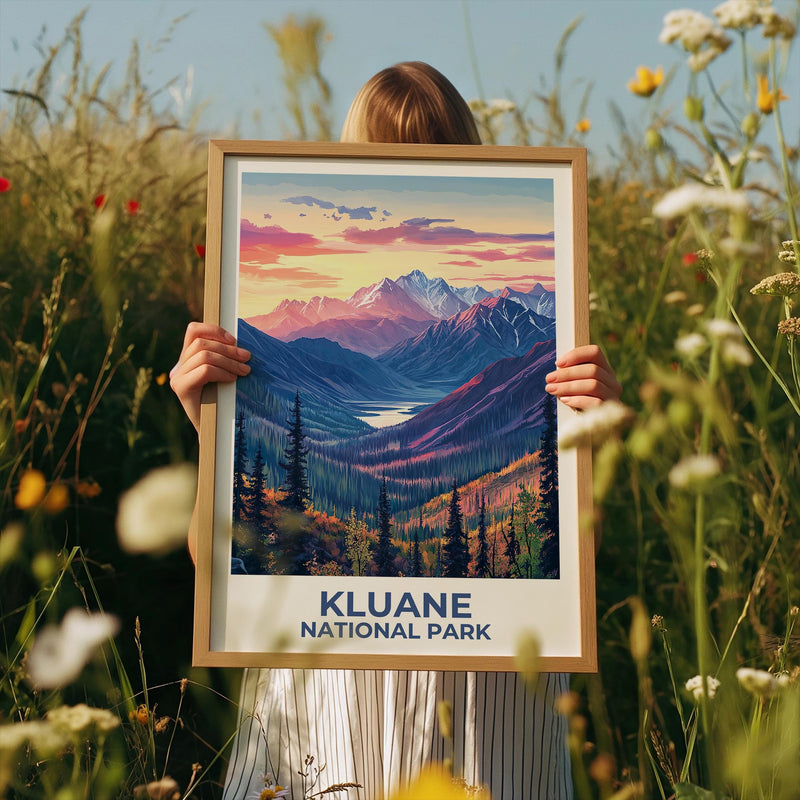 Kluane National Park Poster - Snowy Peaks at Sunset