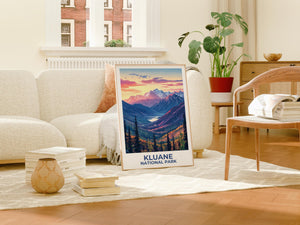 Kluane National Park Poster - Snowy Peaks at Sunset