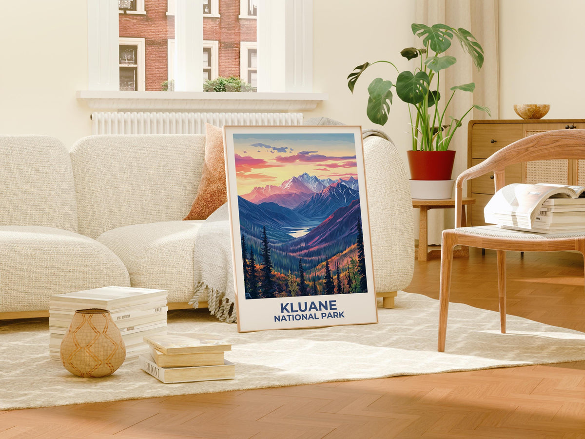Kluane National Park Poster - Snowy Peaks at Sunset