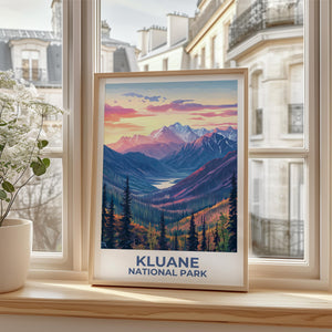 Kluane National Park Poster - Snowy Peaks at Sunset