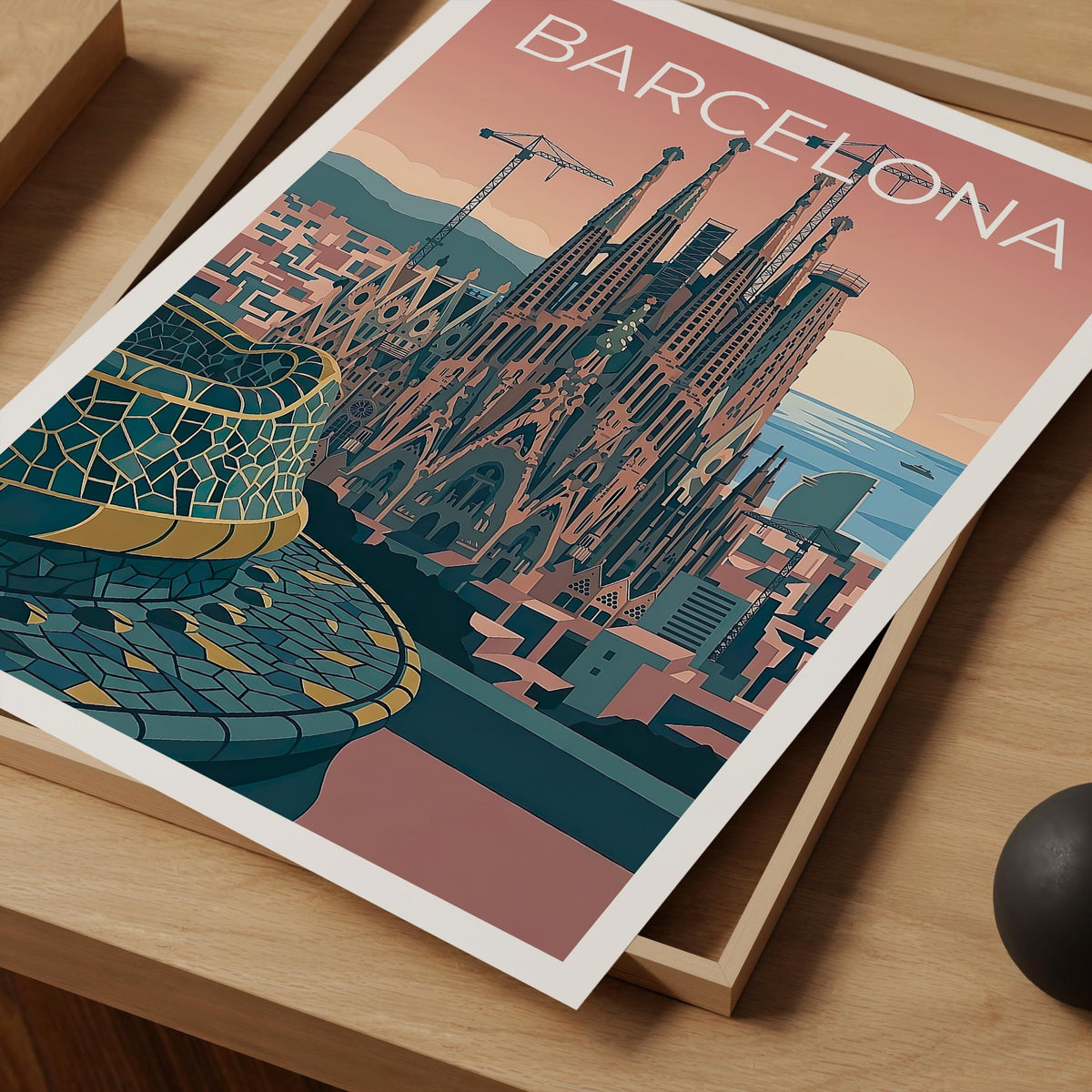 Barcelona Sagrada Familia Print - Spain Gaudi Mosaic Art
