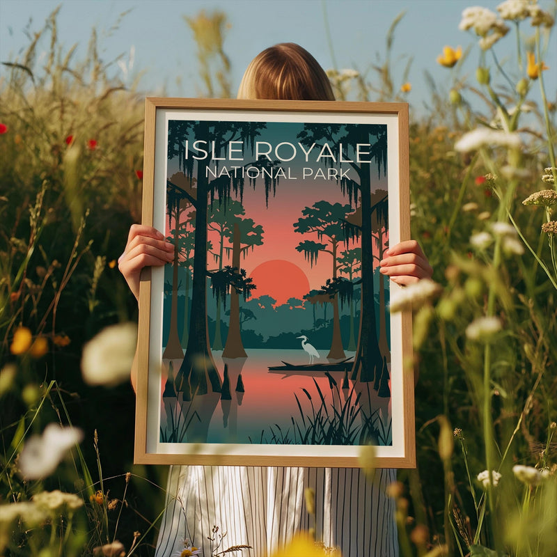 Isle Royale National Park Poster — Sunset Wetland Art Print